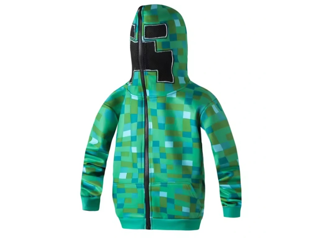 Minecraft mikina na zip tmavě zelená